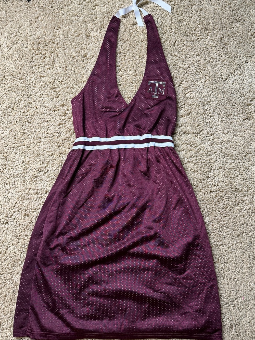 A&M Maroon Halter Dress with Contrast Waist